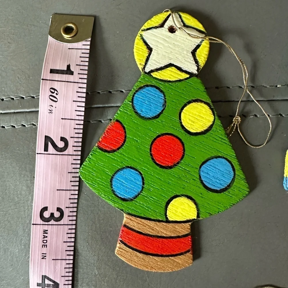 Vintage wood painted Christmas ornaments 17 individual ornaments
